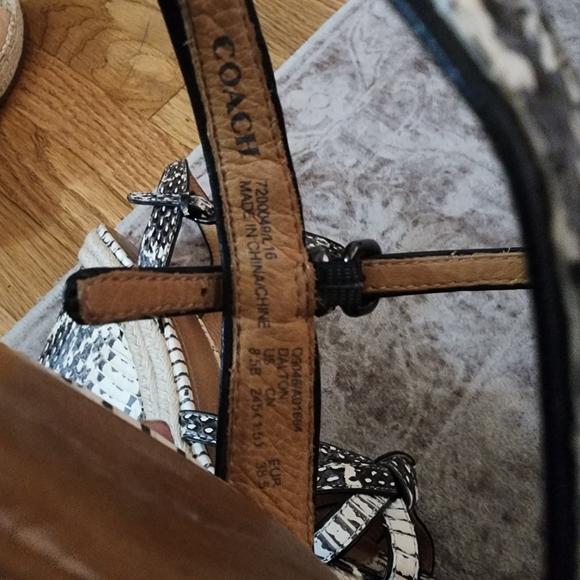 Coach Snakeskin Black and White Wedge Sandals - Picture 7 of 14